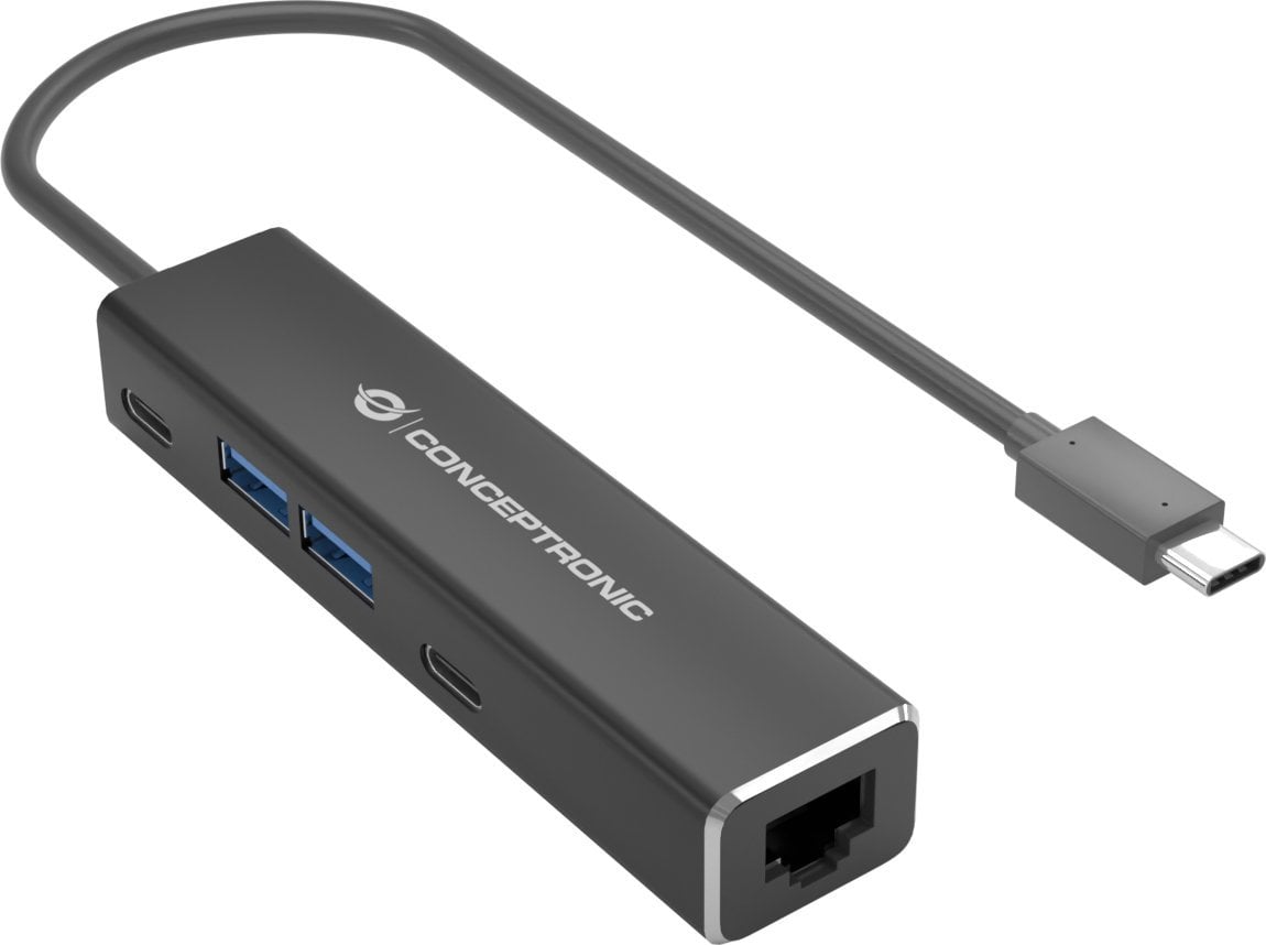 Adapter AV Conceptronic CONCEPTRONIC Adapter USB-C ->RJ45 Gigabit,2xUSB-C 2xUSB-A sw