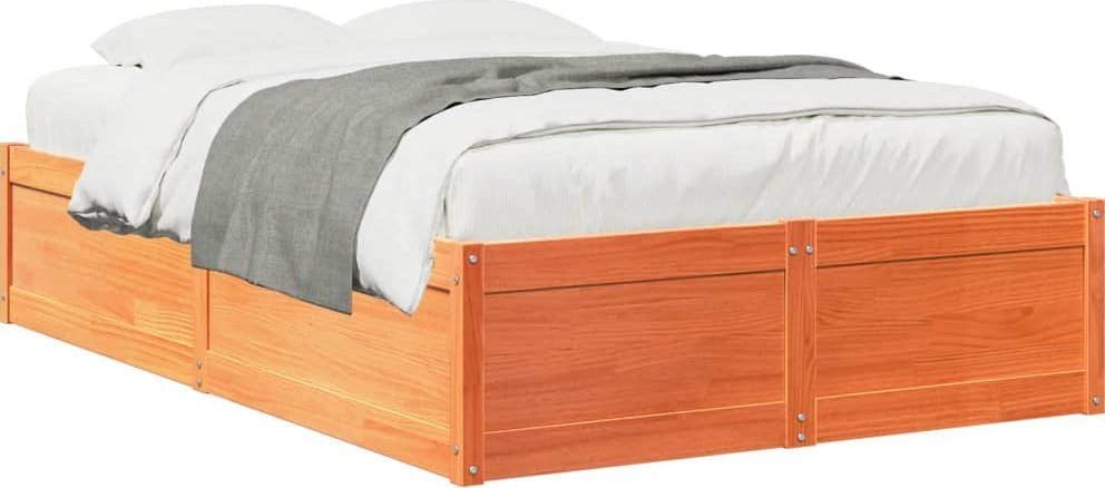 vidaXL vidaXL Rama łóżka, woskowy brąz, 120x200 cm, lite drewno sosnowe