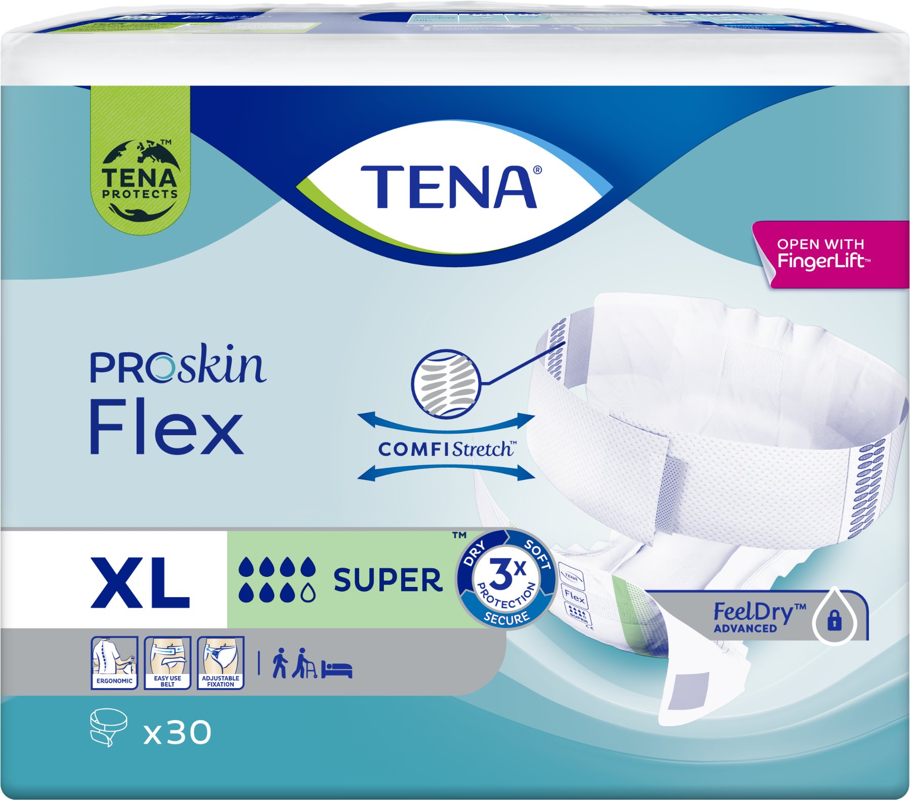 TENA FLEX PROSKIN SUPER XL '30 (zielone)