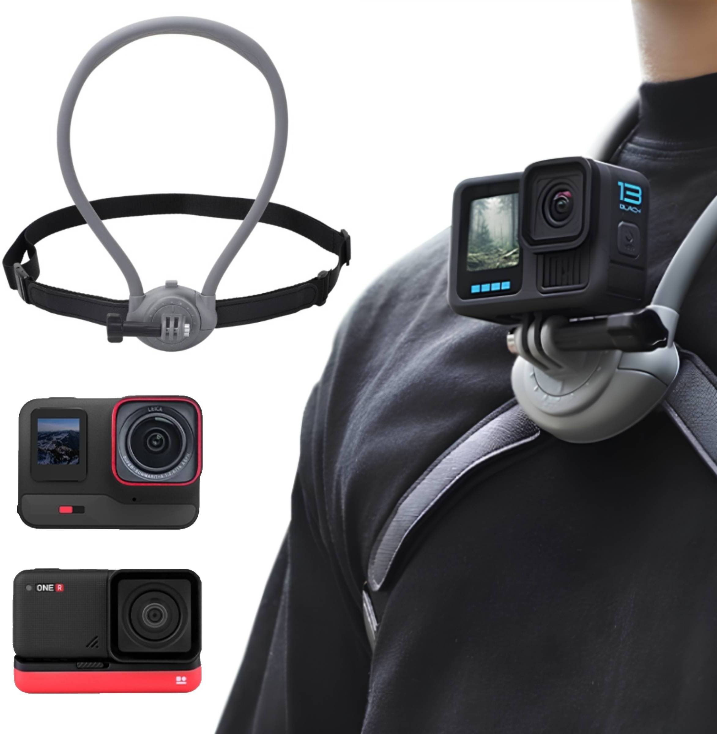 UCHWYT NA SZYJĘ Z MOCOWANIEM GOPRO DO KAMER M.IN. GOPRO HERO, DJI ACTION 5 PRO, OSMO 360