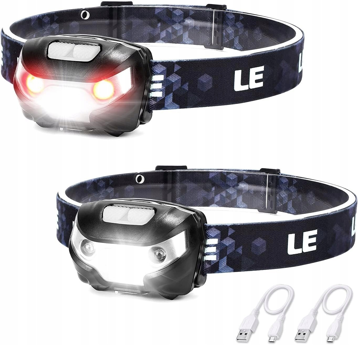 Lepro Head Torch Rechargeable (2 Pack) - wodoszczelne lampki czołowe LED USB-C IPX6 (2 pack)