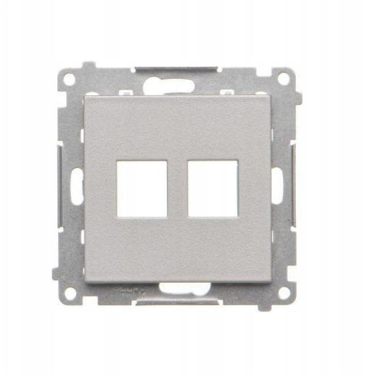 Simon 55 Pokrywa gniazd teleinformatycznych na Keystone płaska podwójna (moduł) Aluminium mat TKP2.01/143