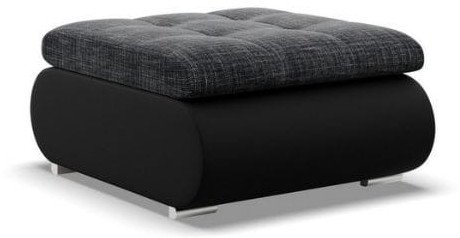 Pufa otwierana, schowek, Bosco, plecionka, ekoskóra, 70x88x42 cm, ciemny szary, czarny