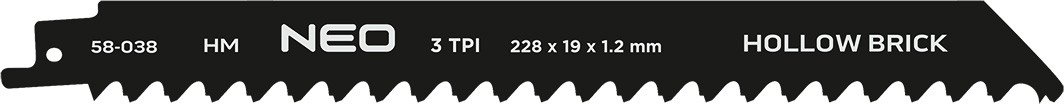 Brzeszczot do piły szablastej, HM, 228 x 19 x 1.2 mm, 3TPI