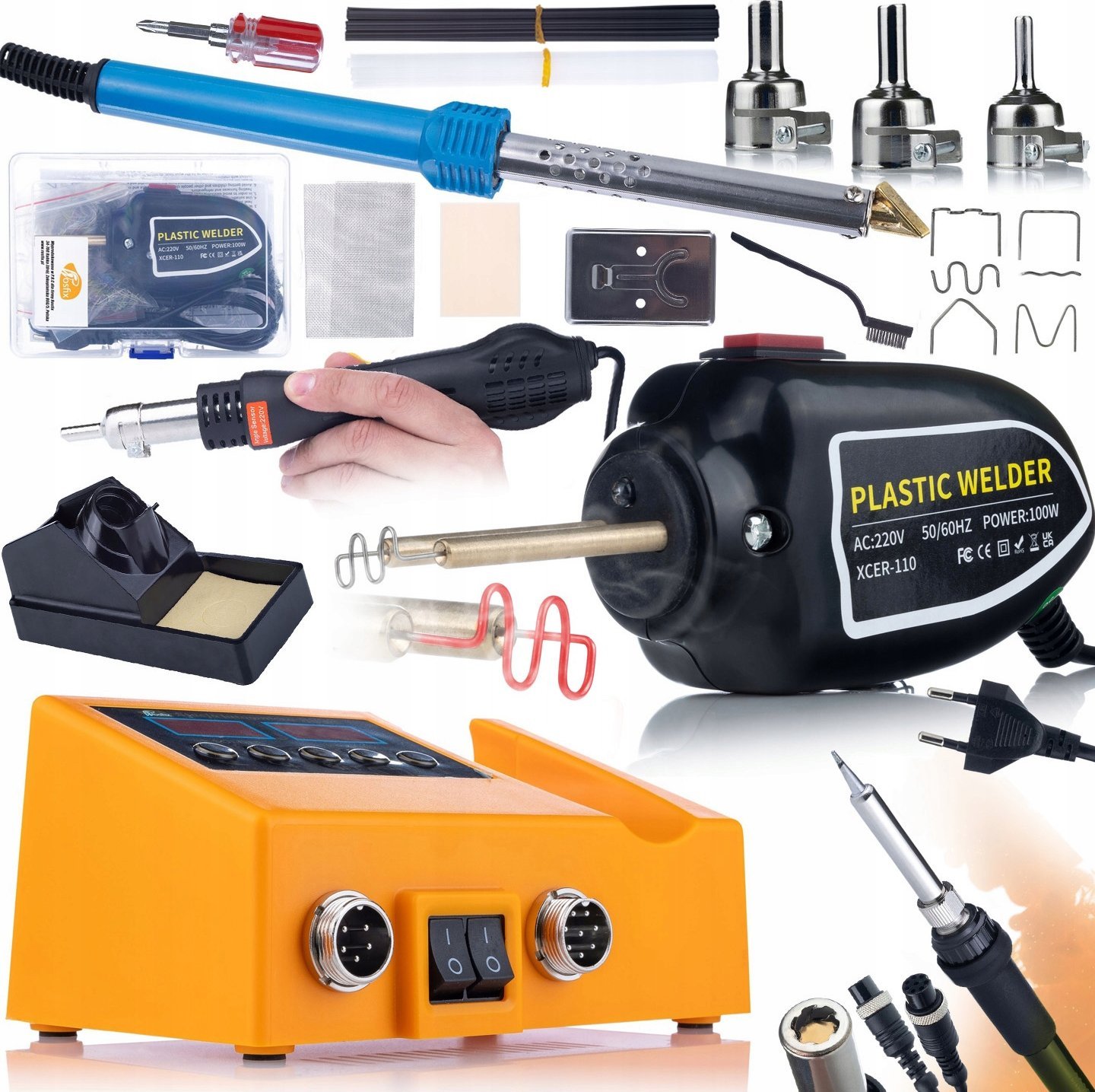 Rosfix ZESTAW STACJA LUTOWNICZA 2W1 660W ŻELAZKO ZSZYWACZ SIATKI ZSZYWKI AKCESORIA