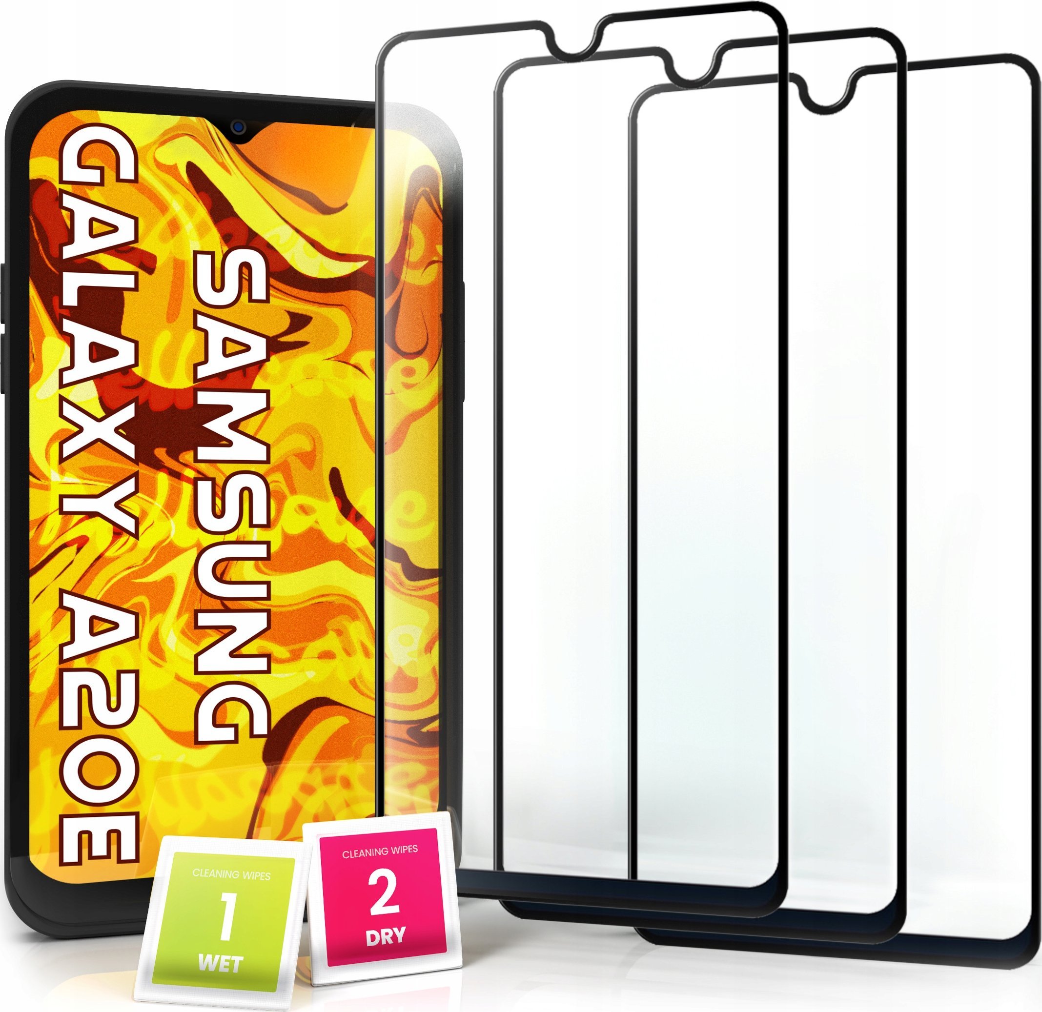 Hello Case 3-pak SZKŁO HARTOWANE DO Samsung Galaxy A20e na cały ekran 9H ochronne 5D