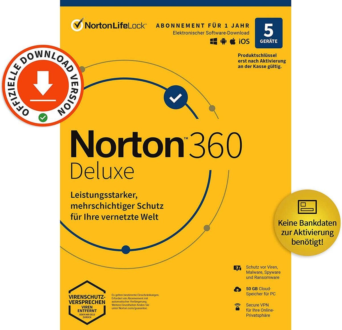 Norton 360 Deluxe - 50 GB chmura - 5 Devices, 1 Year (ABO) - ESD-DownloadESD