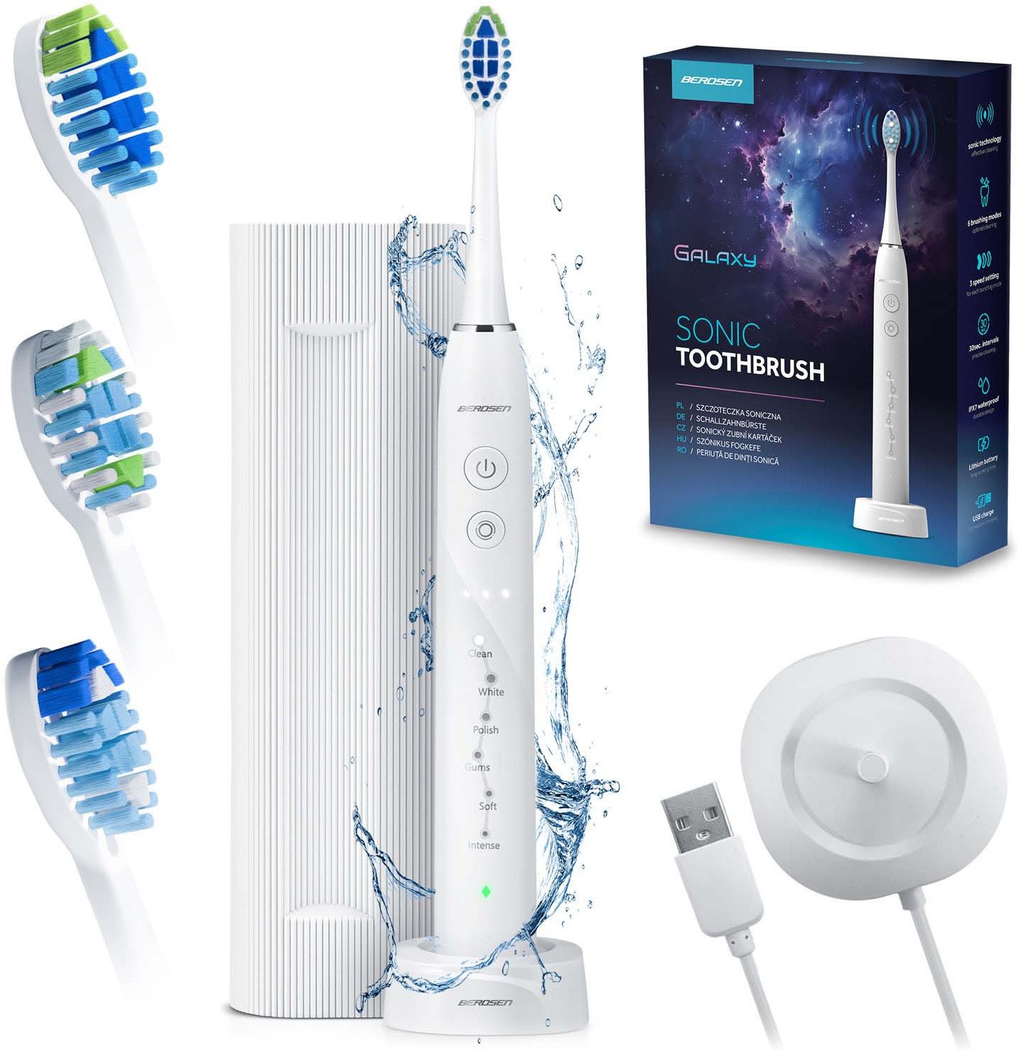 Szczoteczka soniczna do zębów Berdsen Galaxy biała