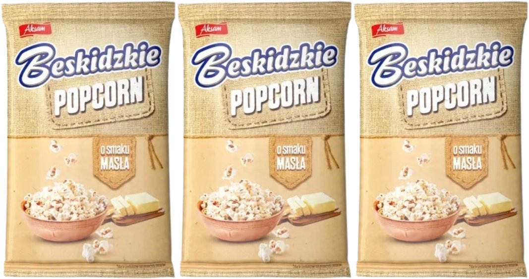 Beskidzkie Popcorn o smaku masła 90 g x 3 sztuk