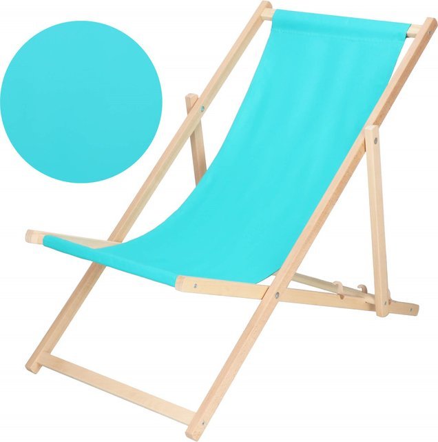 Leżak ogrodowy, drewniany z 3-stopniową regulacją, plażowy, balkonowy, turkusowy UNIWERSALNY