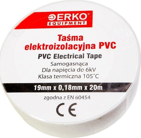 Erko Taśma izolacyjna duża 19mm 20m Biała ERKO