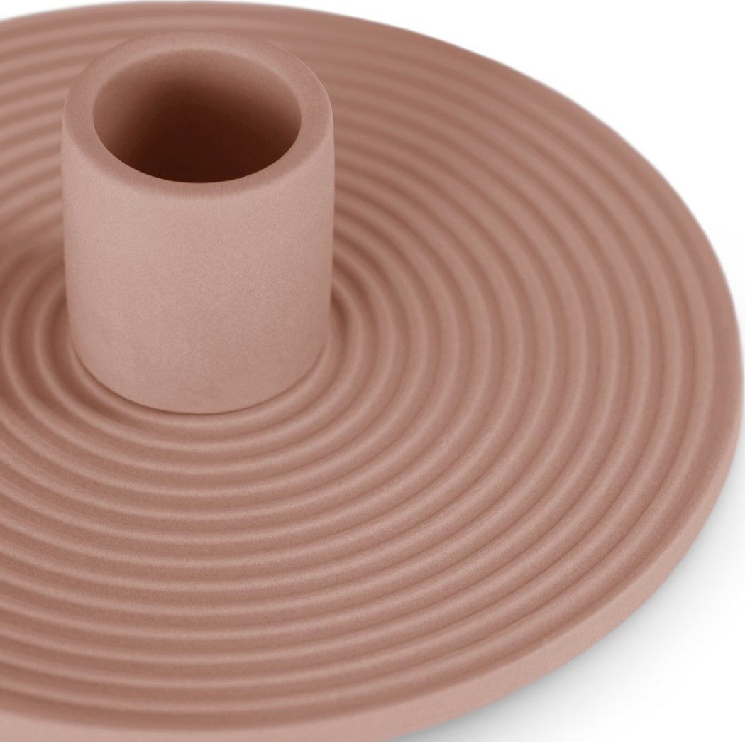 AmeliaHome AmeliaHome Świecznik ceramiczny okrągły MORAB 12X3,5 pudrowy róż
