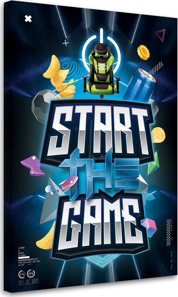 Feeby Obraz na płótnie, Napis start game dla graczy - 80x120