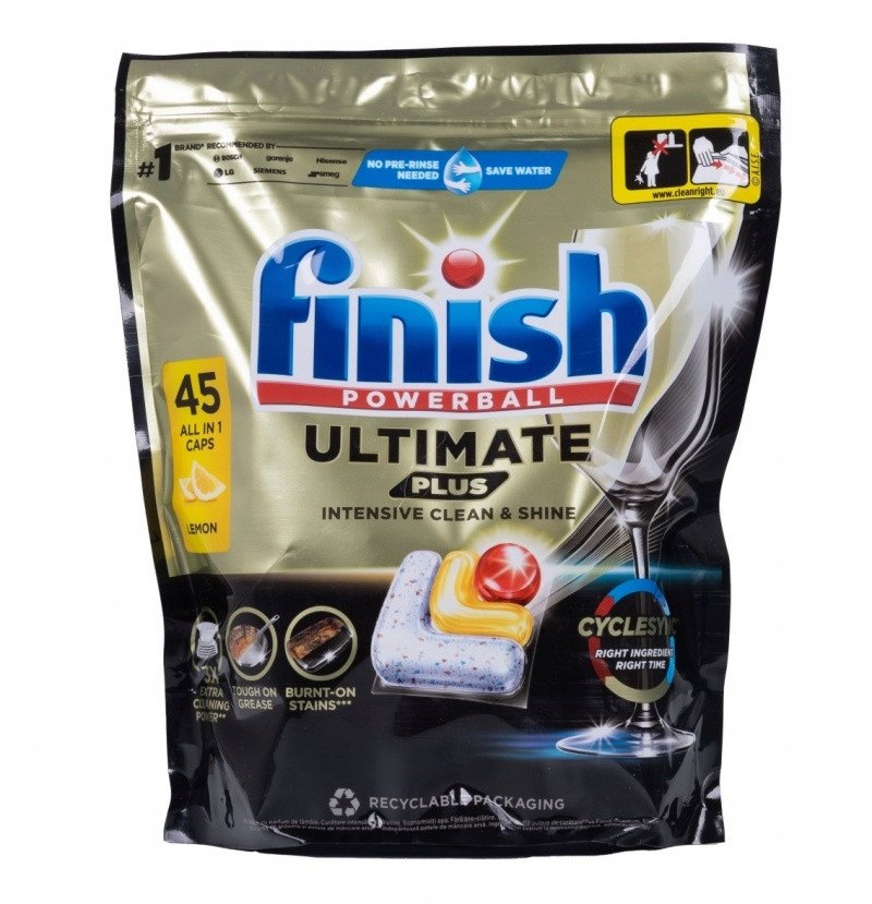 Tabletki do zmywarki FINISH Ultimate Plus, 45 szt., lemon