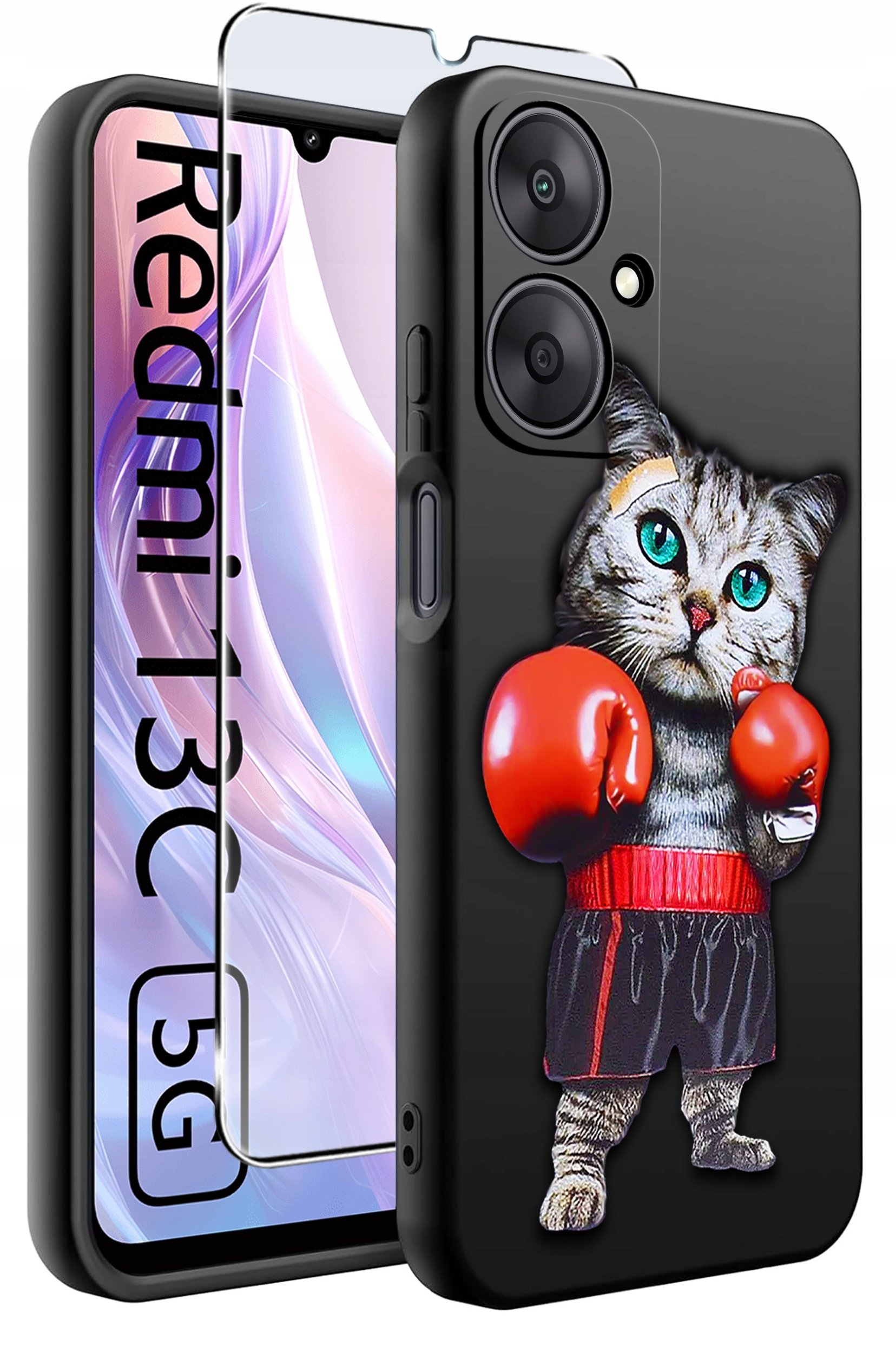 ETUI do Xiaomi Redmi 13C 5G WZORY |SILIKONOWE MATT CASE +SZKŁO HARTOWANE 9H