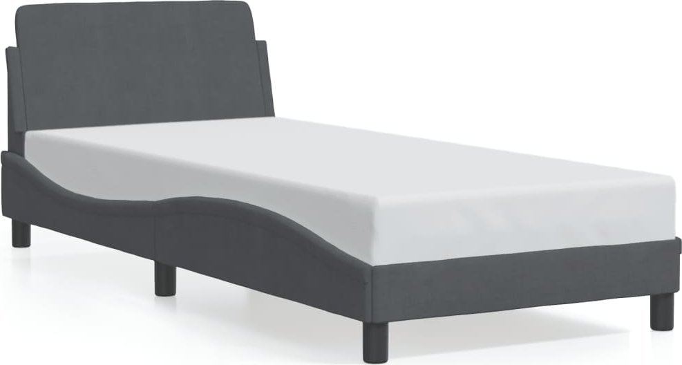 vidaXL Rama łóżka z zagłówkiem, ciemnoszara, 90x200 cm, aksamitem