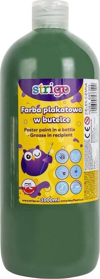 Strigo Farba plakatowa w butelce, 1000 ml ciemnozielona