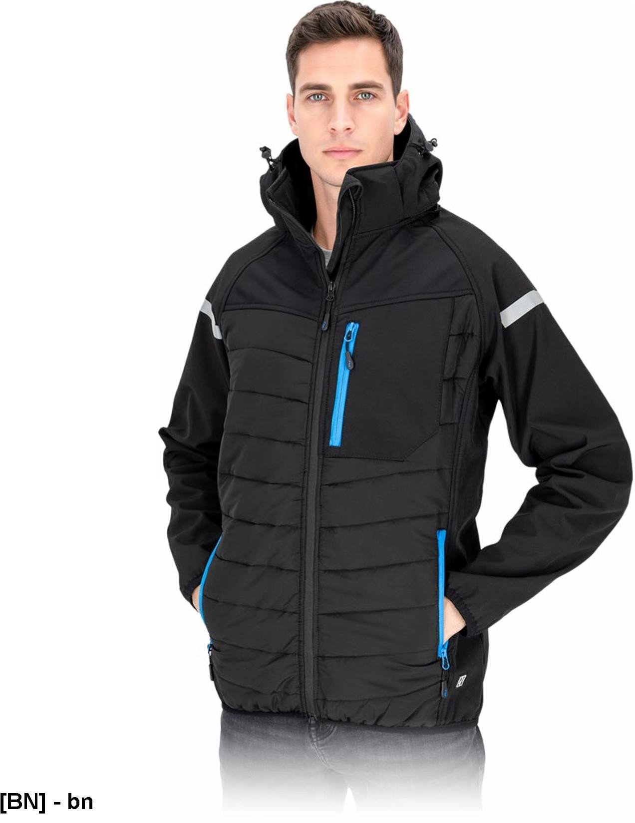 Kurtka męska Reis Pikowana kurtka ochronna ocieplany męski stójka odblaski 4 cztery kierunkowy stretch elastan zamek SOFTSHELL FLEXSHELL 2XL