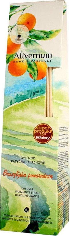 Allverne Allverne Home & Essences Dyfuzor z patyczkami zapachowymi Brazylijska Pomarańcza 50ml
