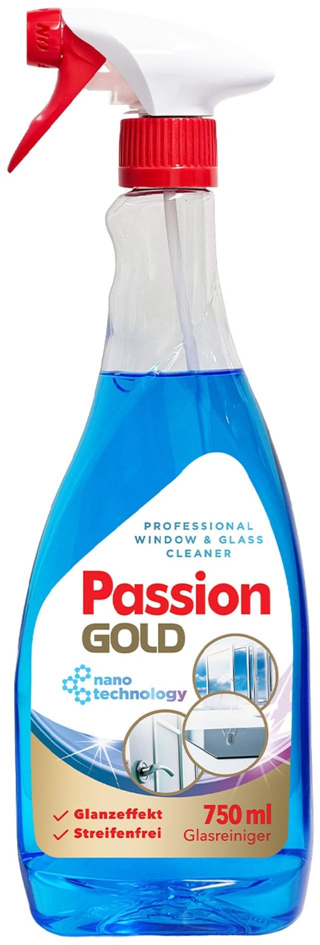 PASSION GOLD Płyn do mycia szyb z octem spirytusowym Niebieski 750 ml