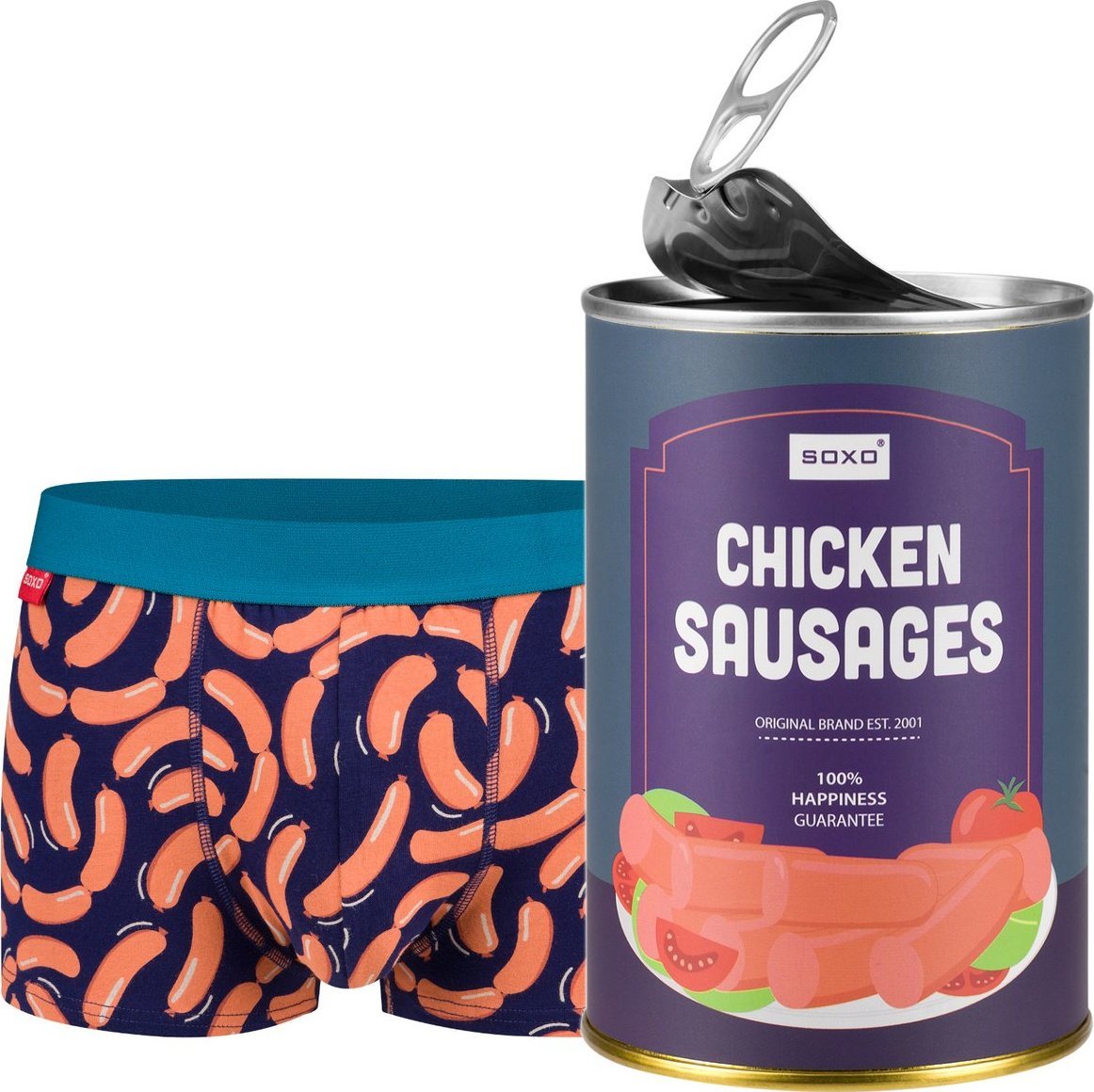 Soxo Męskie Bokserki kiełbaski w puszce idealny zabawny prezent dla Niego M