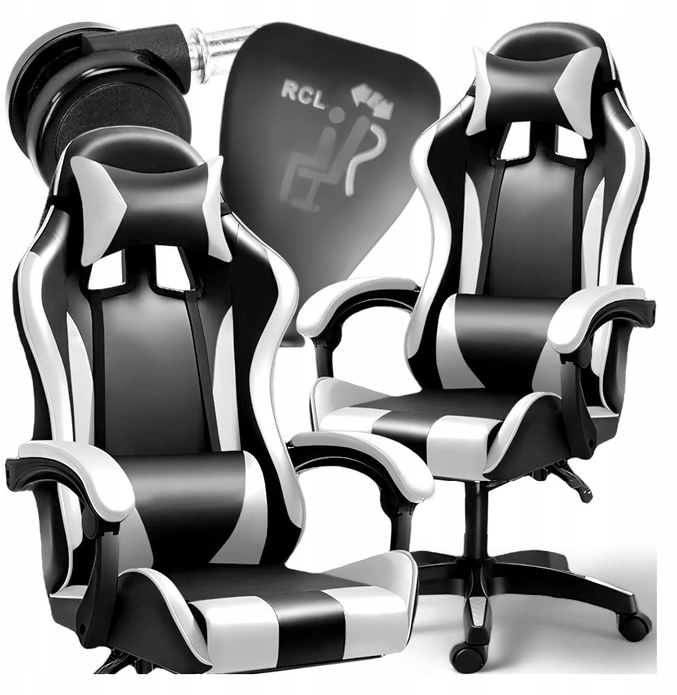 FOTEL GAMINGOWY BIUROWY CZARNO-BIAŁY KANZA