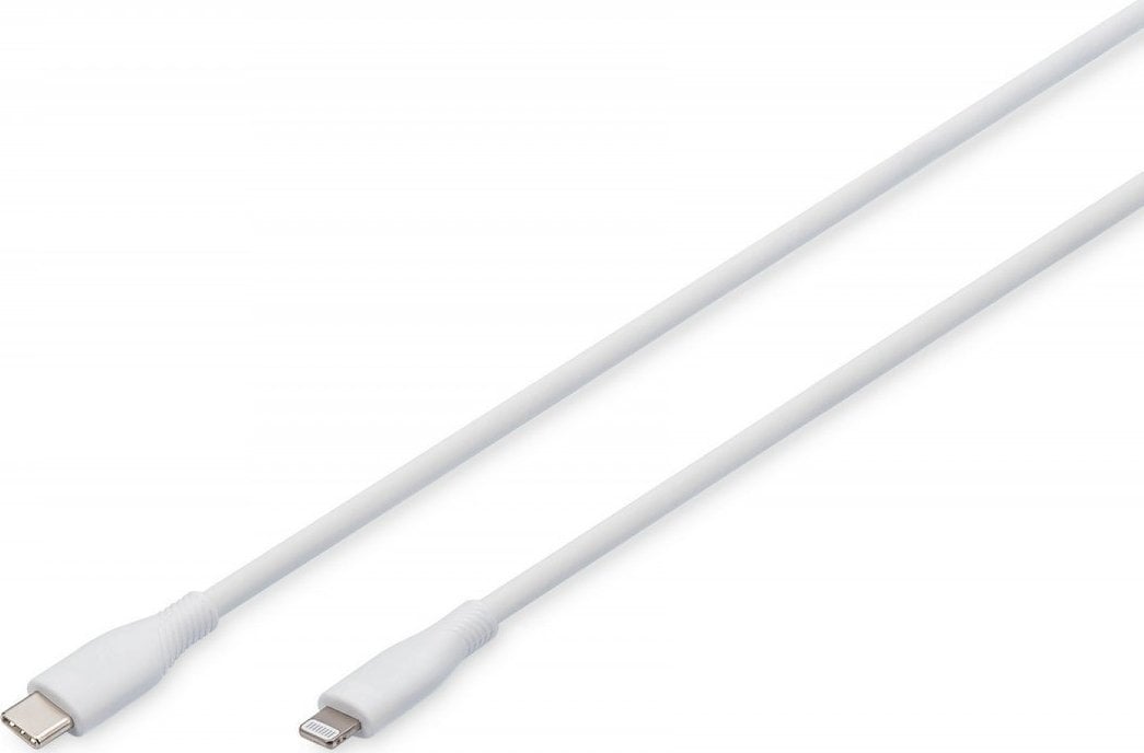 DIGIT USB Silicone charging cable, USB-C - Lightning 0,5m, USB 2.0, 60W, white