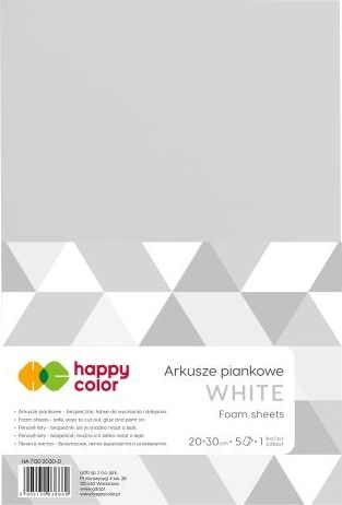 Happy Color Arkusze piankowe A4, 5 ark, biały, Happy Color Happy Color