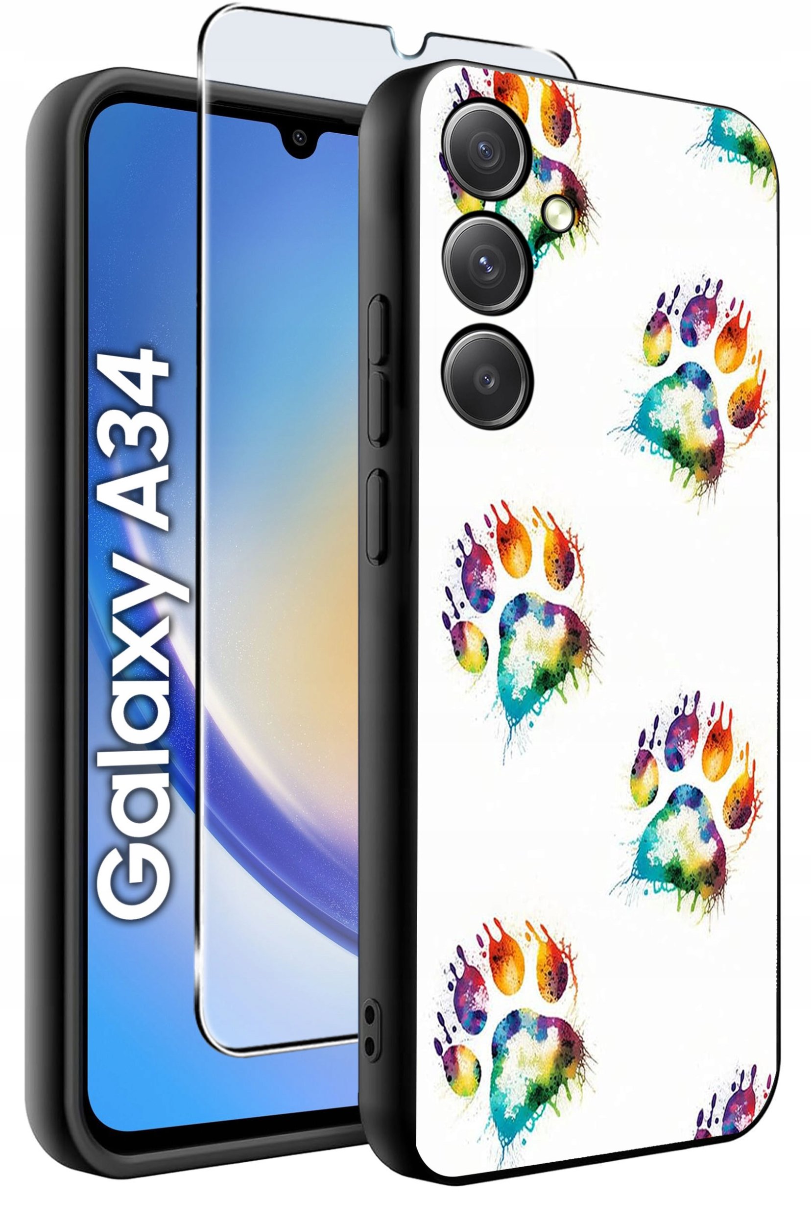 ETUI do Samsung A34 5G WZORY | SILIKONOWE MATT CASE + SZKŁO 9H