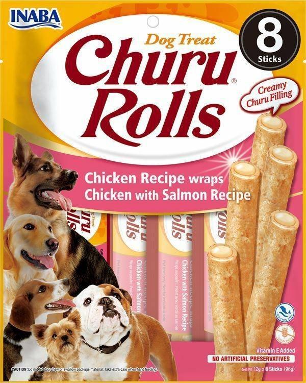 Inaba Foods Churu Rolls Chicken Salmon 96g, przysmak dla psa z łososiem