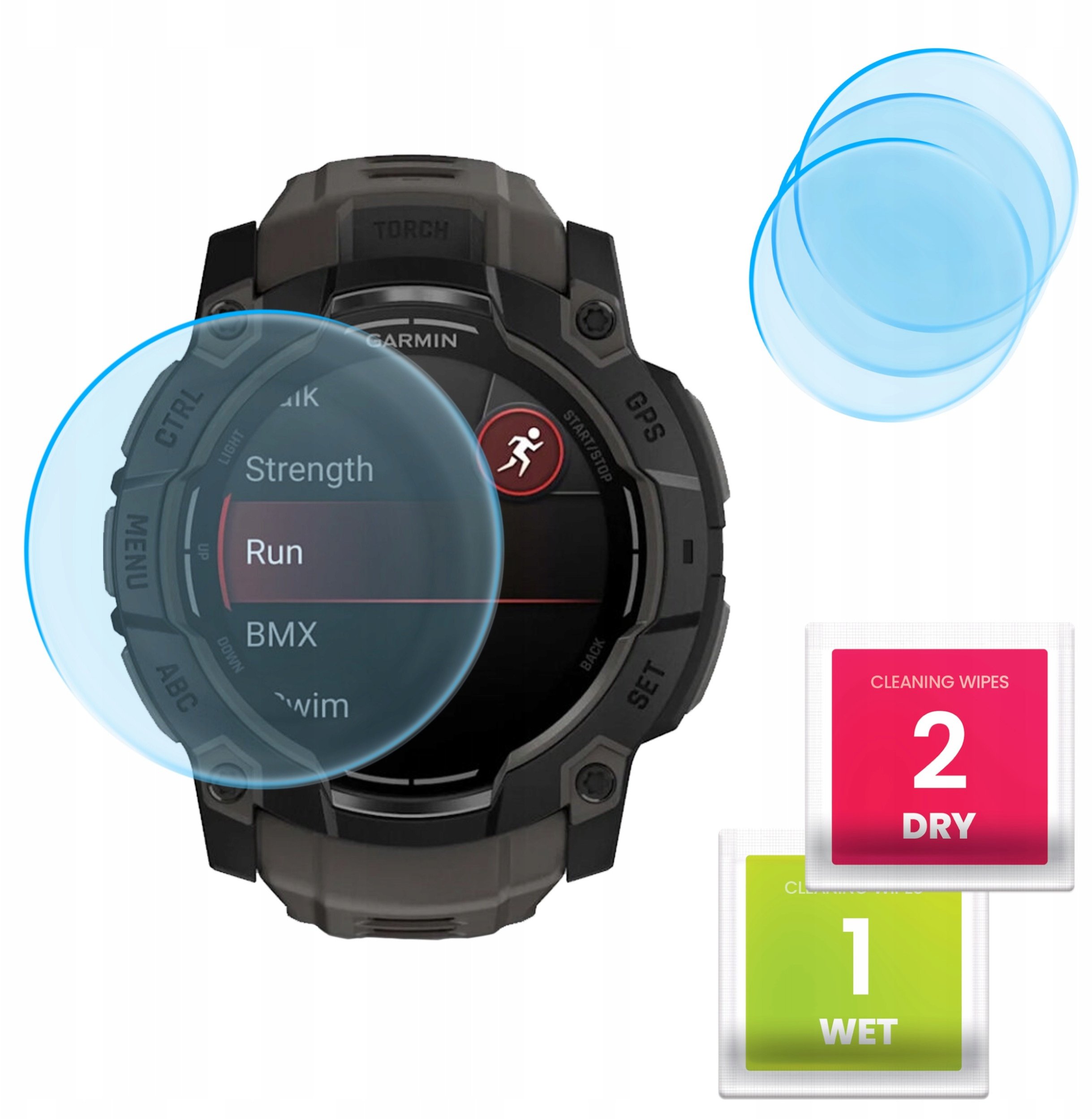3-PAK Szkło Hybrydowe do Garmin Instinct 3 (wersja 50 mm) (Szkiełko, 9H)