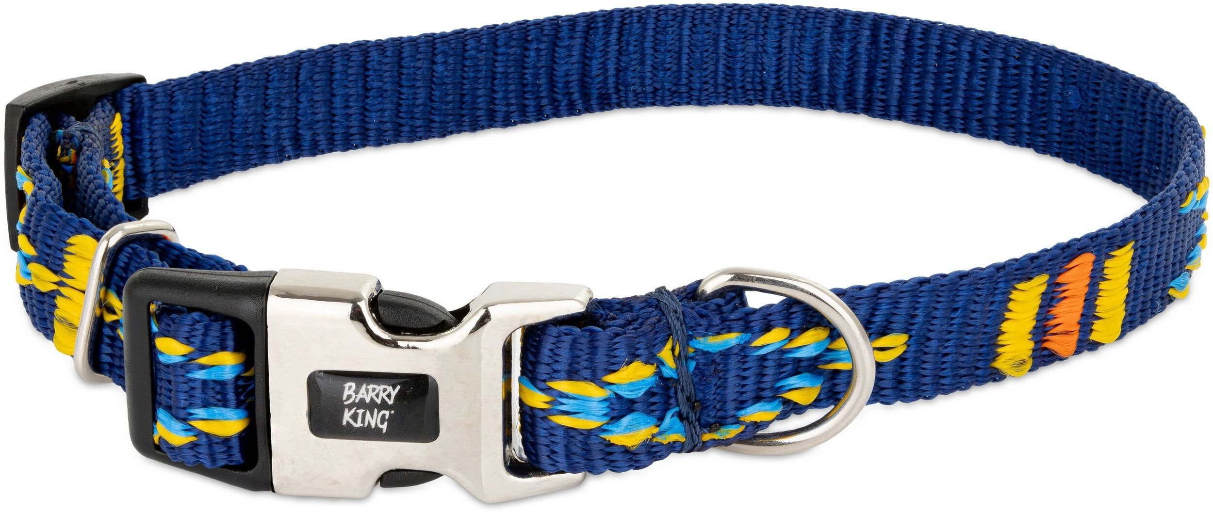 Barry King Obroża dla psa, granatowy, wzór etniczny, taśma polipropylenowa, 25mm/38-60cm