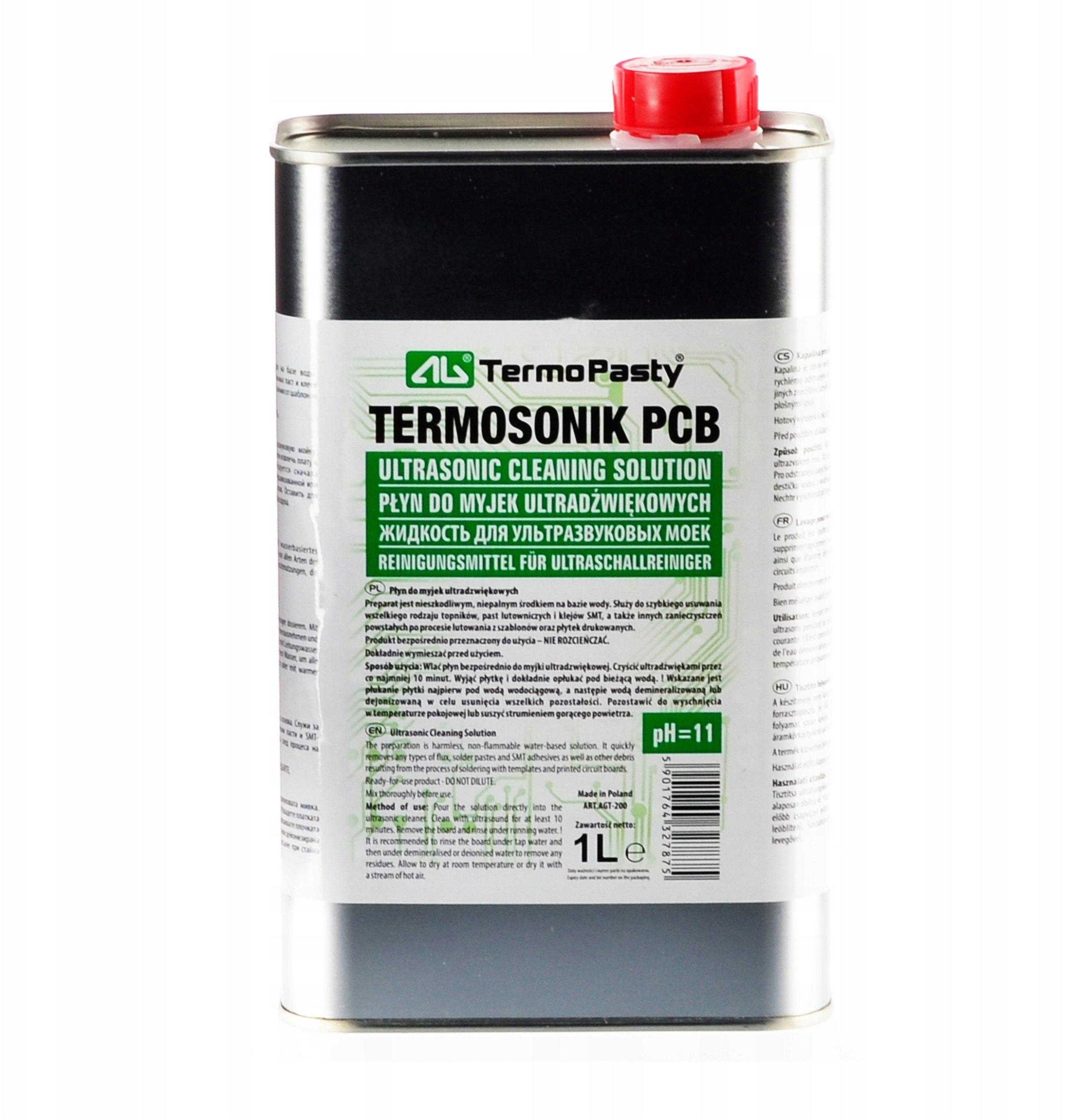 PŁYN DO MYJEK ULTRADŹWIĘKOWYCH TERMOSONIK-PCB/1000 KANISTER METALOWY 1000 ml AG TERMOPASTY