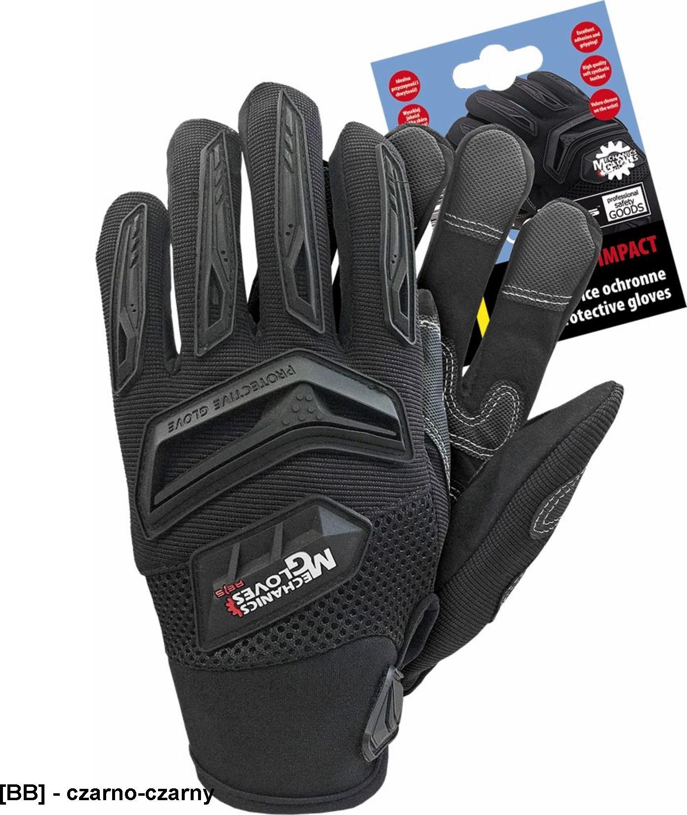 R.E.I.S. RMC-IMPACT - Rękawice ochronne wykonane z amary połączonej z tkaniną - seledynowo-czarny M