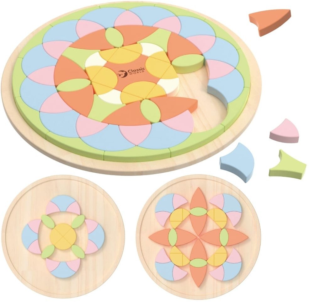 CLASSIC WORLD Pastelowa Mandala Układanka Montessori Mozaika Kwiaty
