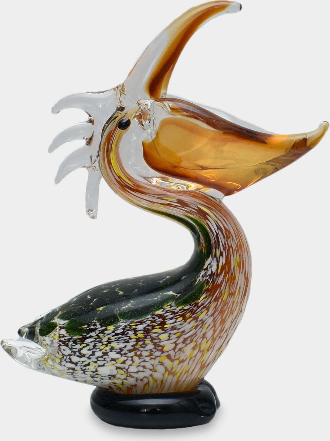 rzezbyzbrazu Figura Szklana w Stylu Murano Pelikan z Otwartym Dziobem