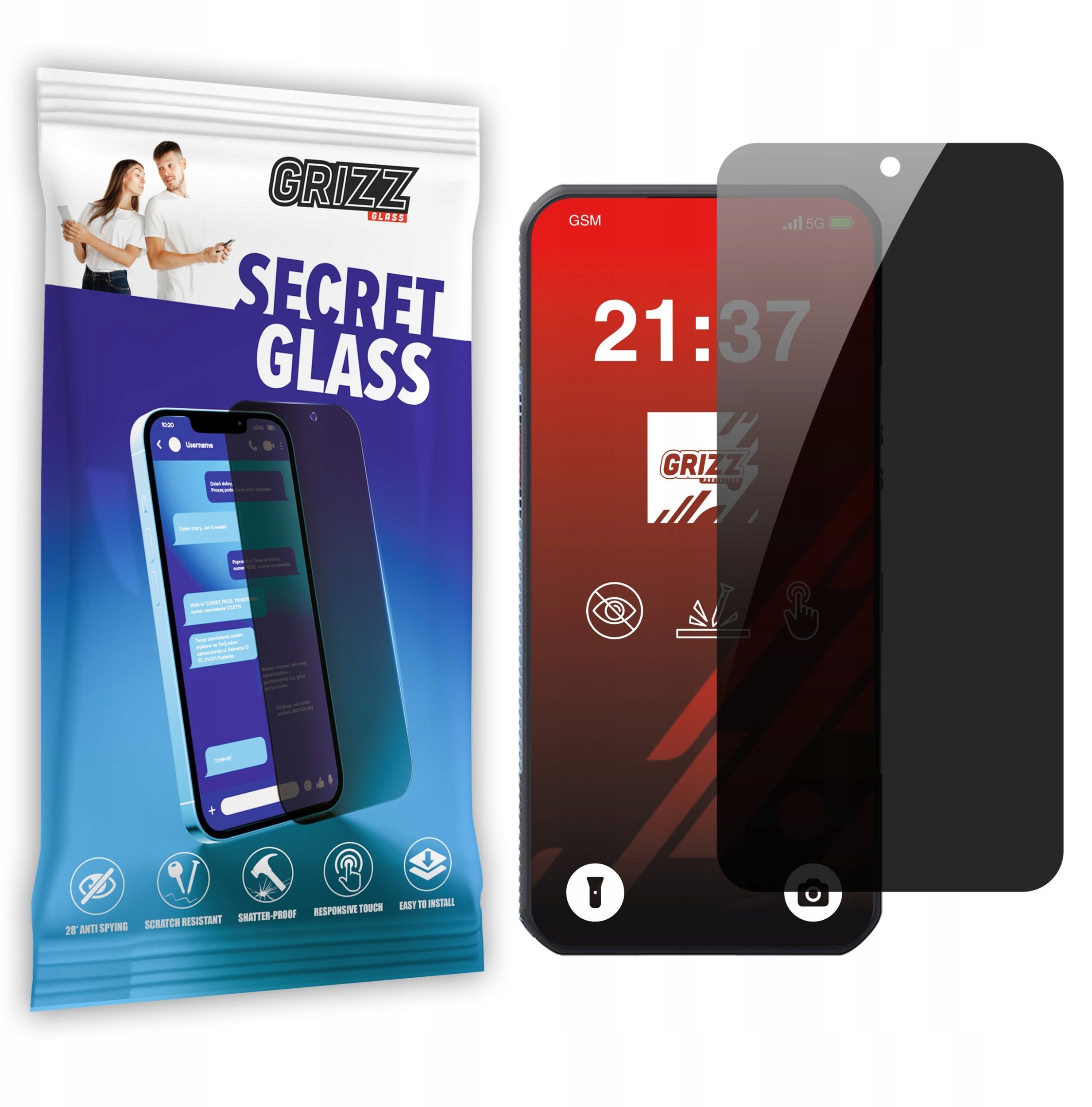 Matowe szkło prywatyzujące GrizzGlass SecretGlass do Oukitel WP35 S