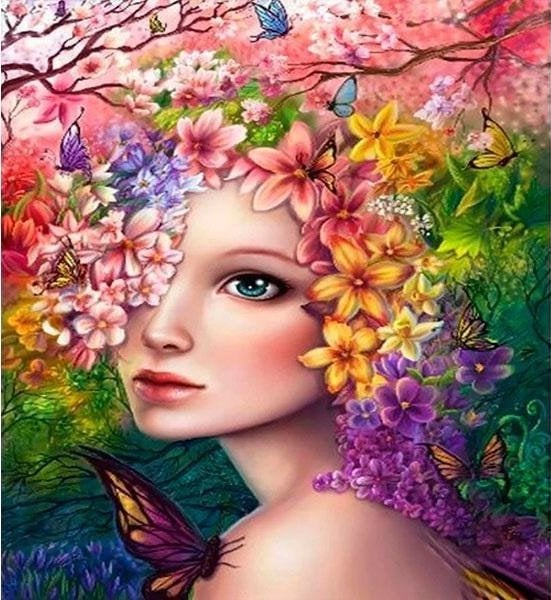 Norimpex Mozaika diamentowa 5D - Kobieta w kwiatach 40x30cm