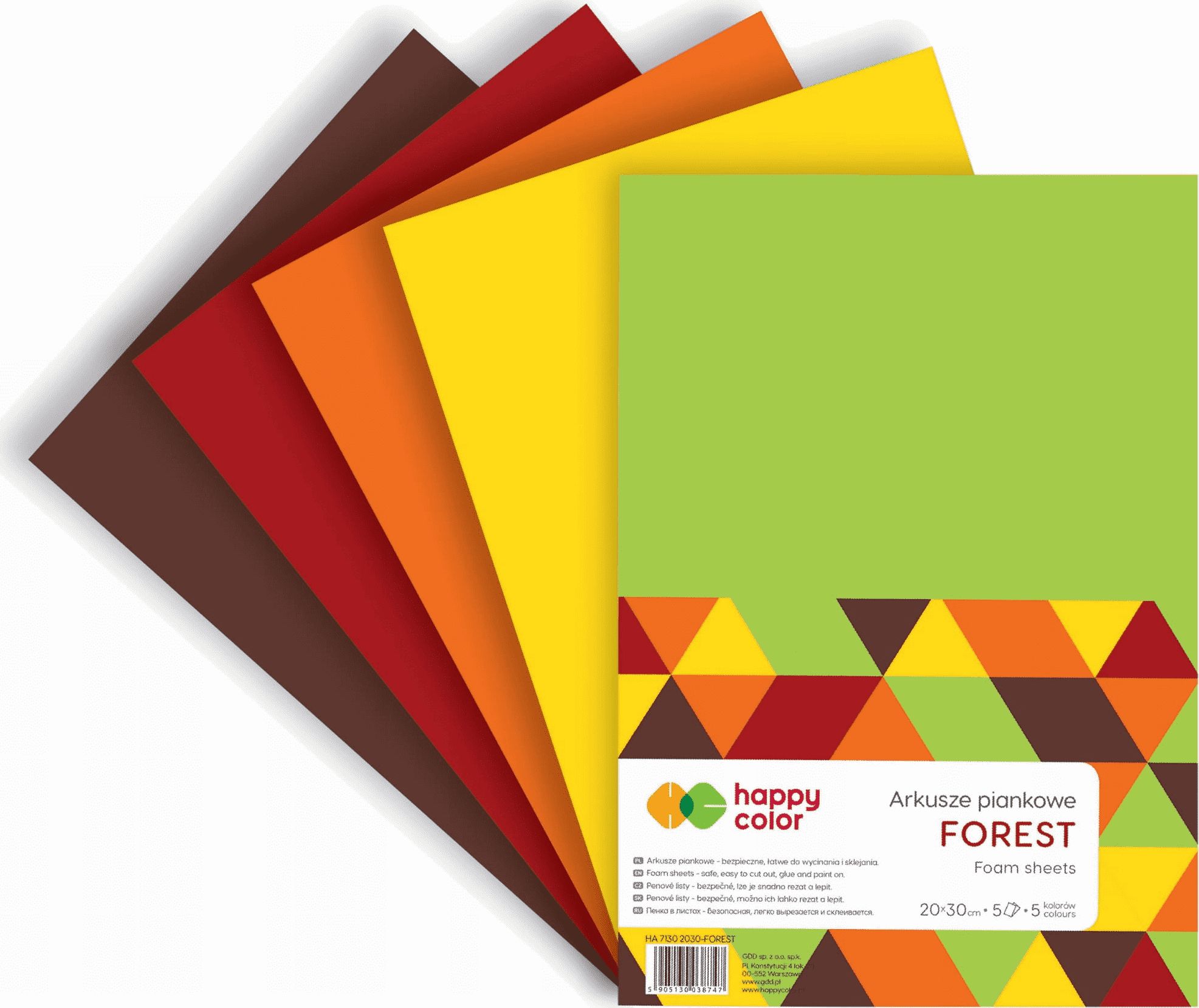 Happy Color Arkusze piankowe A4 5 kolorów Forest mix