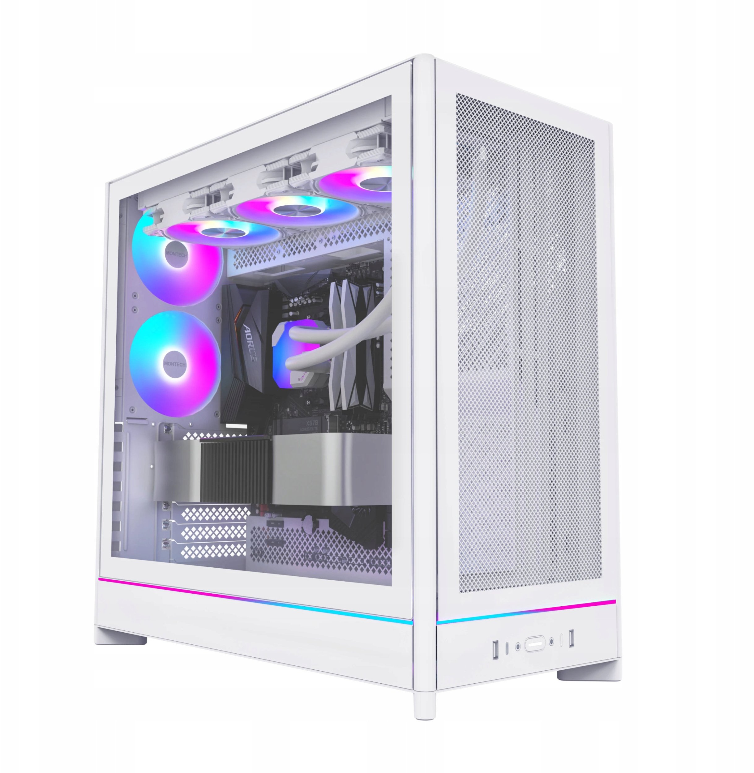 Montech HS01 PRO PC-Gehuse, Midi-Tower, ATX, aRGB, Tempered Glass - wei