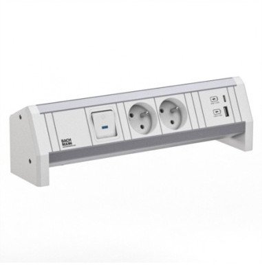 BACHMANN DESK 2xUTE 1xUSB A/C 22W 1xPrzełącznik GST18 RAL9010