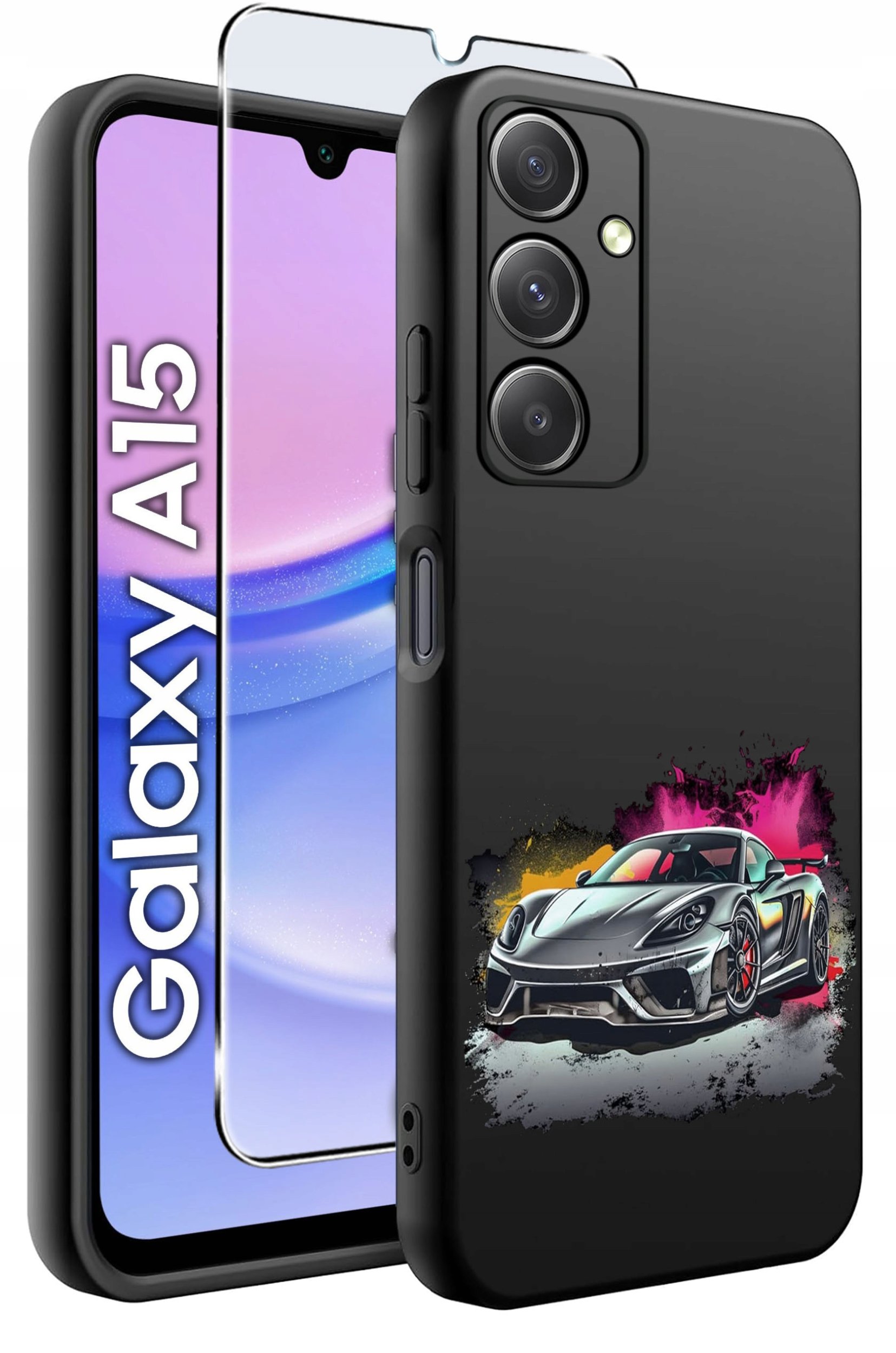 ETUI do Samsung A15 4G | 15 5G WZORY | SILIKONOWE MATT CASE + SZKŁO 9H