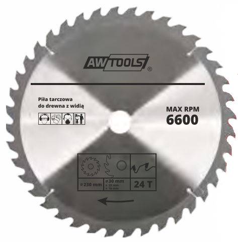 AWTools Piła tarczowa do drewna 400 x 30/22/16mm 60z (AW48490)