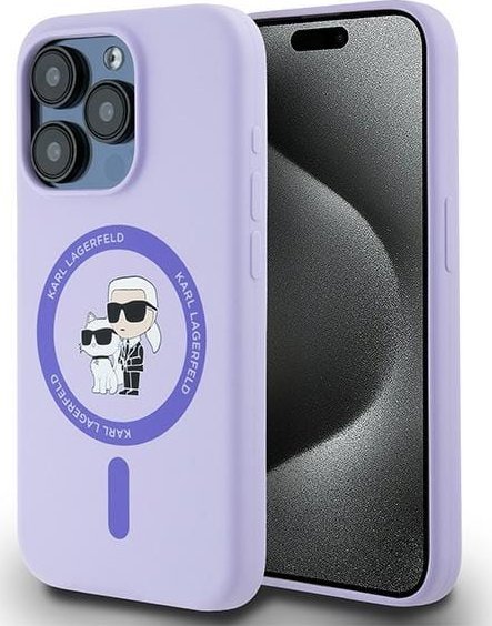 Karl Lagerfeld Karl Lagerfeld KLHMP15LSCMKCRHU iPhone 15 Pro 6.1" fioletowy/purple hardcase Silicone KC Heads Ring MagSafe