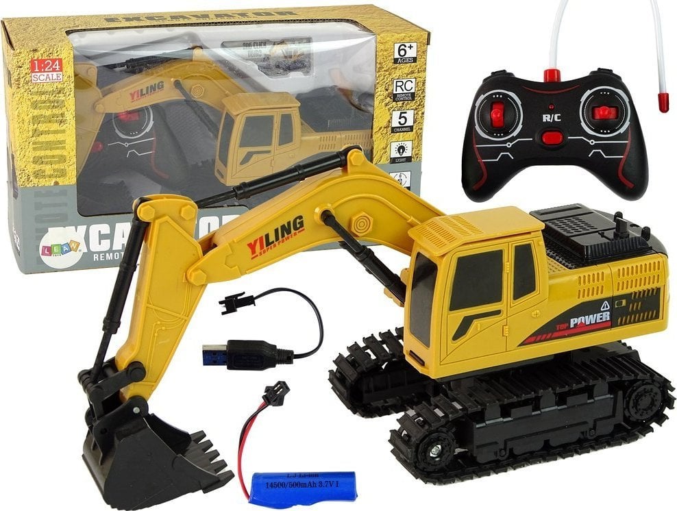 LeanToys Pojazd Koparka R/C 1:24 Żółta LEAN Toys