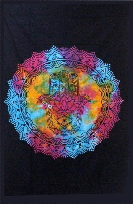 vidaXL Bawełniana narzuta - Black Hamsa