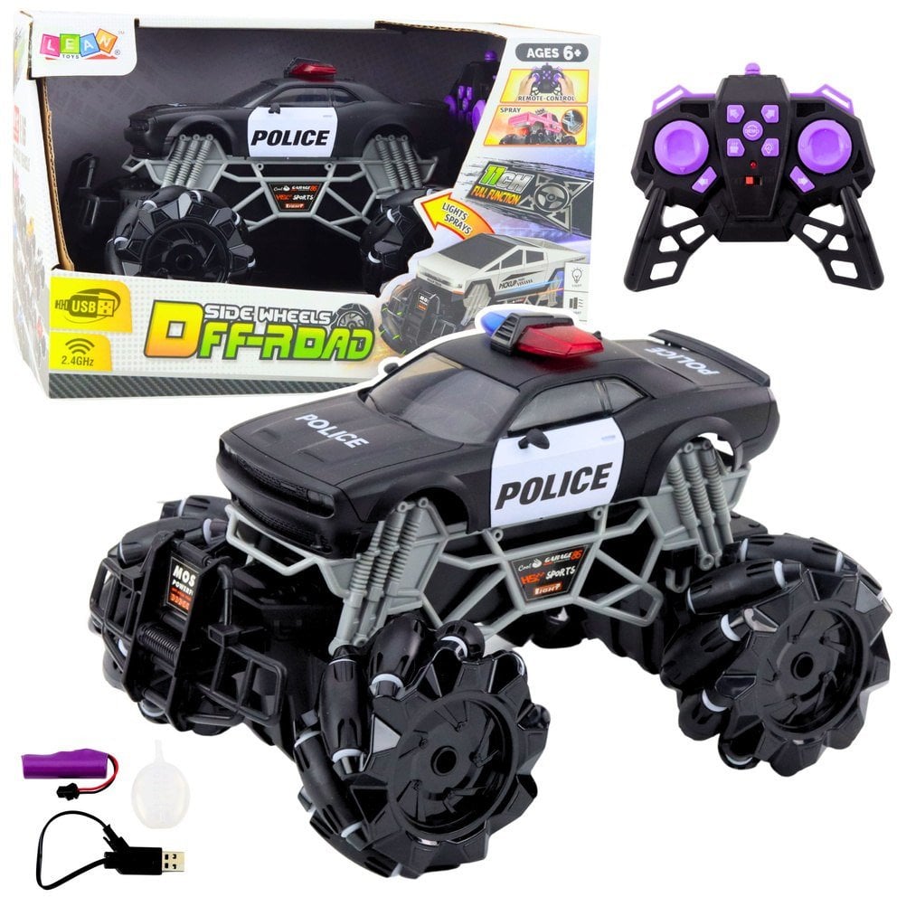 Samochód Terenowy Policyjny Zdalnie Sterowany RC Światła Efekt Dymny 1:16 EDUKAMP