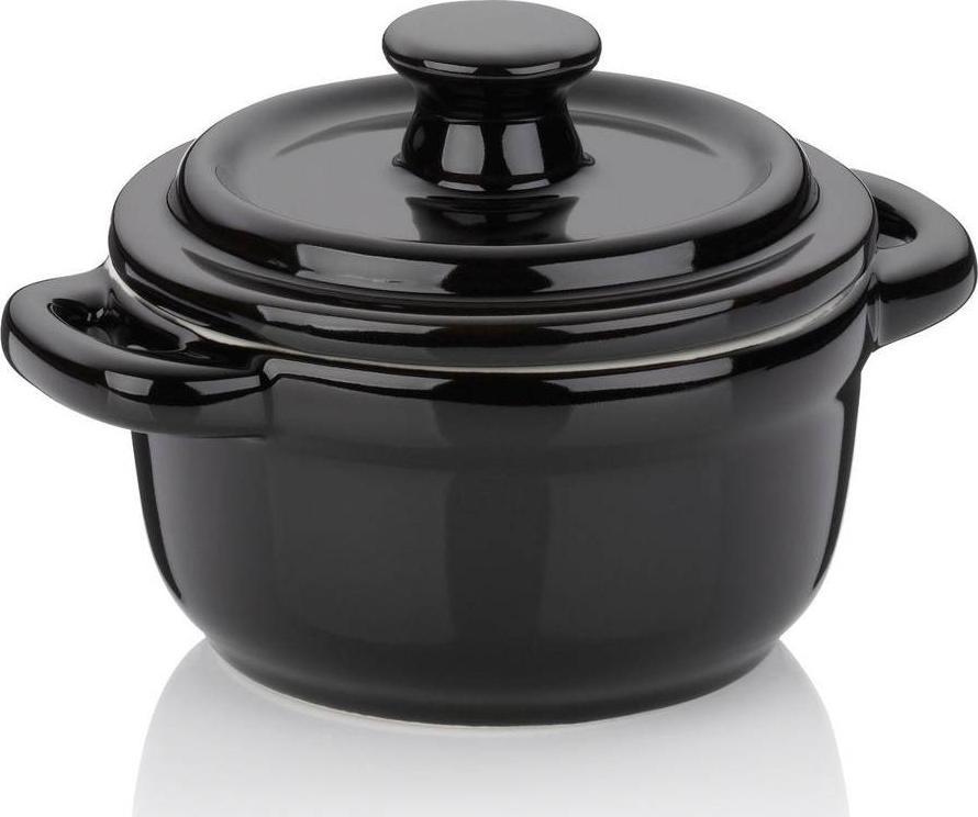 Kela naczynie żaroodporne z pokrywką, śred. 10x8 cm, czarne