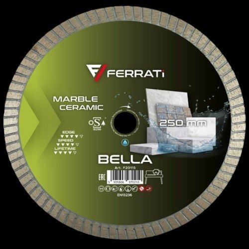 FERRATI TARCZA DIAMENTOWA TNĄCA BELLA 250 MM x 25,4 MM