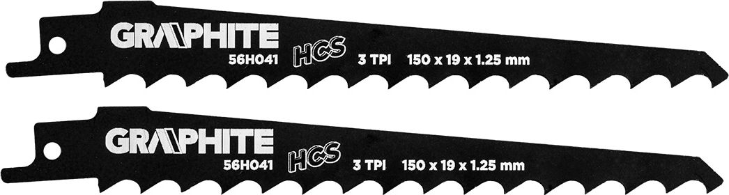 Graphite Brzeszczoty bagnetowe (Brzeszczot do piły szablastej, HCS, 150 x 19 x 1.25 mm, 3TPI, kpl. 2 szt.)